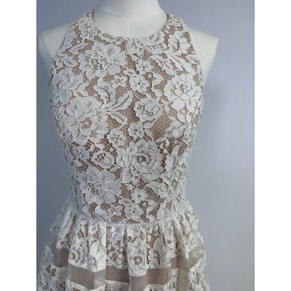 AQUA White Lace Dress Sleeveless Layered Party Cocktail Dress Sz 6 - Picture 5 of 12